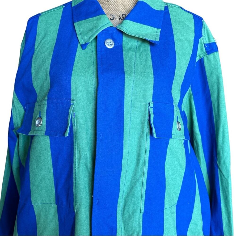 Sammy‎ B Black History Month Blue/Green Striped Button Down Blazer XXL NEW - Picture 3 of 7